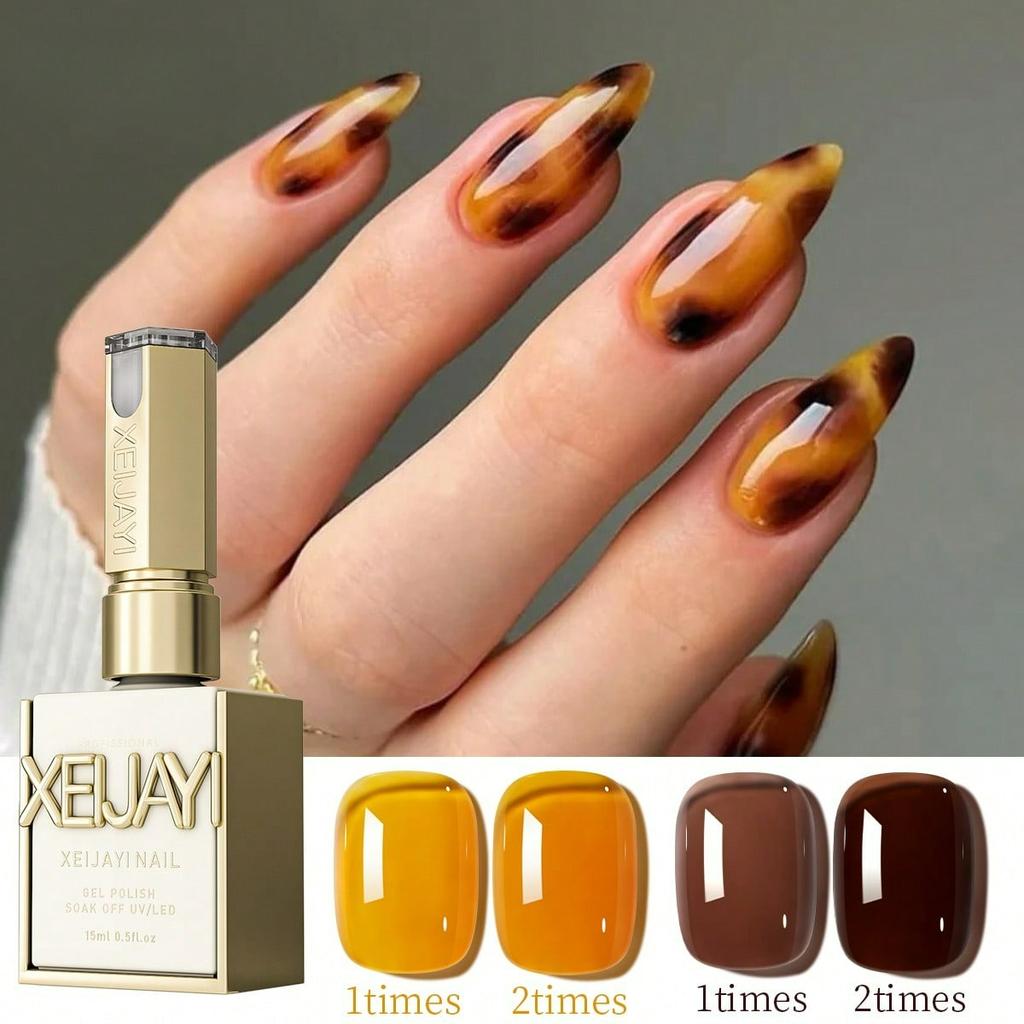 1PCS 15ml Brown Yellow Nail Polish Gel Suitable For Nail Salons And DIY Nail Art