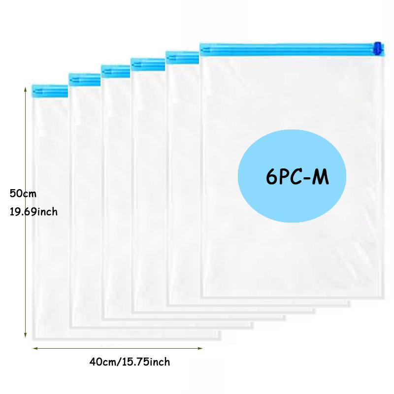 6PC Roll-Up Compression Vacuum Storage Bags Foldable Travel Space Saver Bags Plastic Compressed Home Clothes Storage Bags
