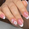 Press On Nail Almond Shaped Fake Nail Glossy Stick On Nail Natural Full Cover False Nail Acrylic Glues On Nail for Women