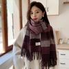 Winter Student Scarf for Women New Striped Imitation Cashmere Warm Tassel Scarf for Men Korean Style Girl Series