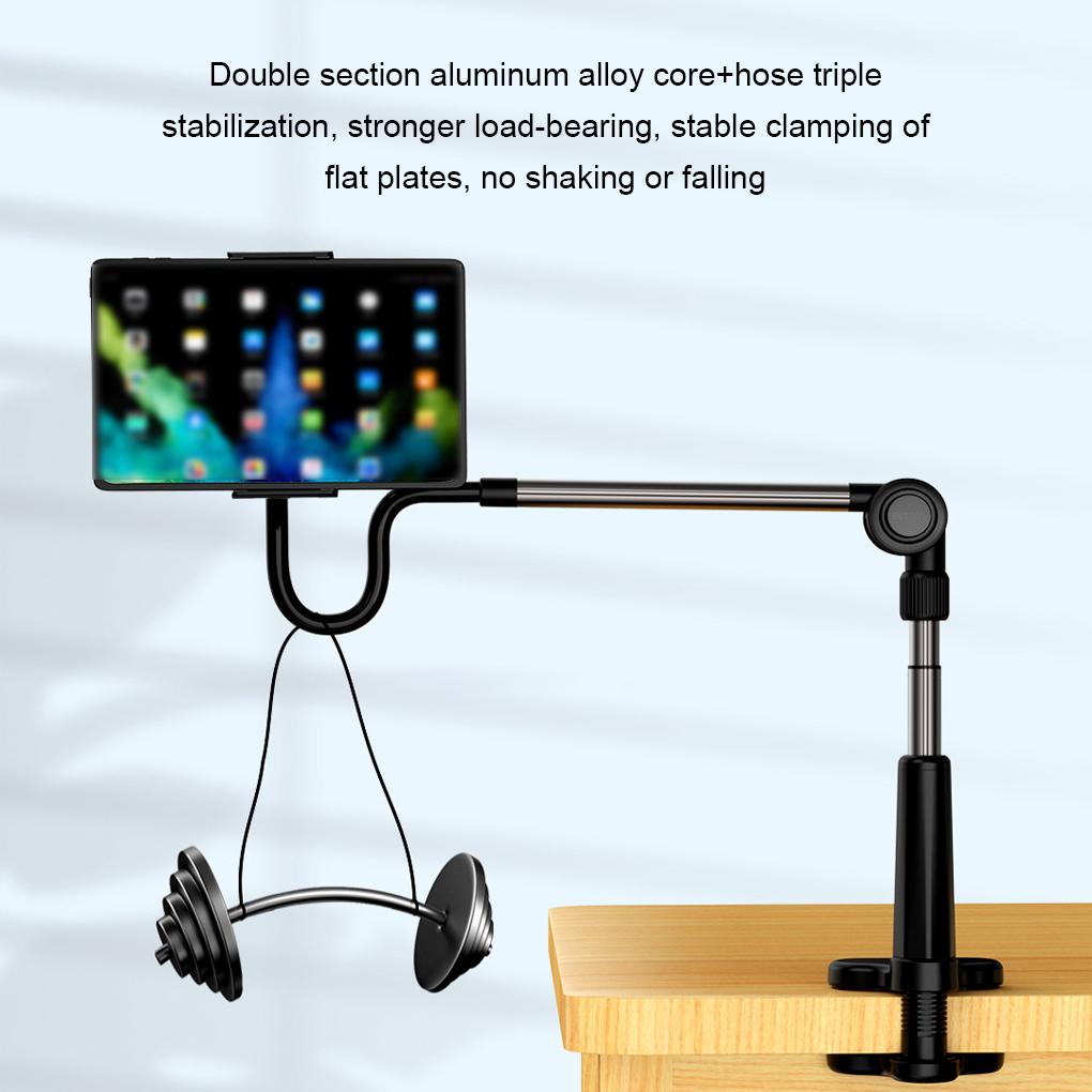 Long Arm Table Stand Holder Aluminum Lazy Tablet Phone Holder Universal Desktop Phone Clip Bedside Stand for iPhone 15 14 iPad