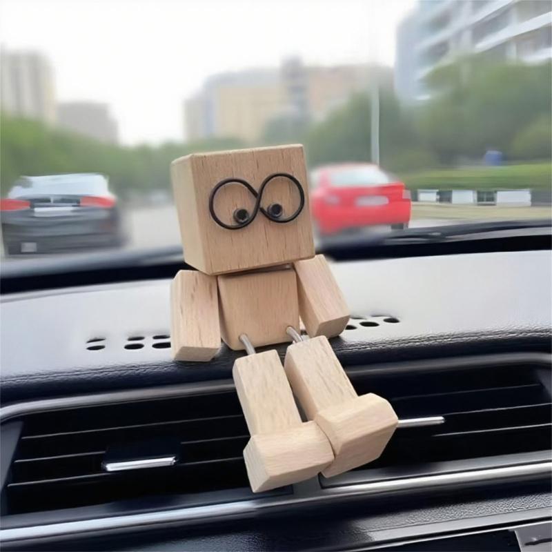 Swaying Wooden Figure Car Vents Clip Diffuser Home Office Decoration