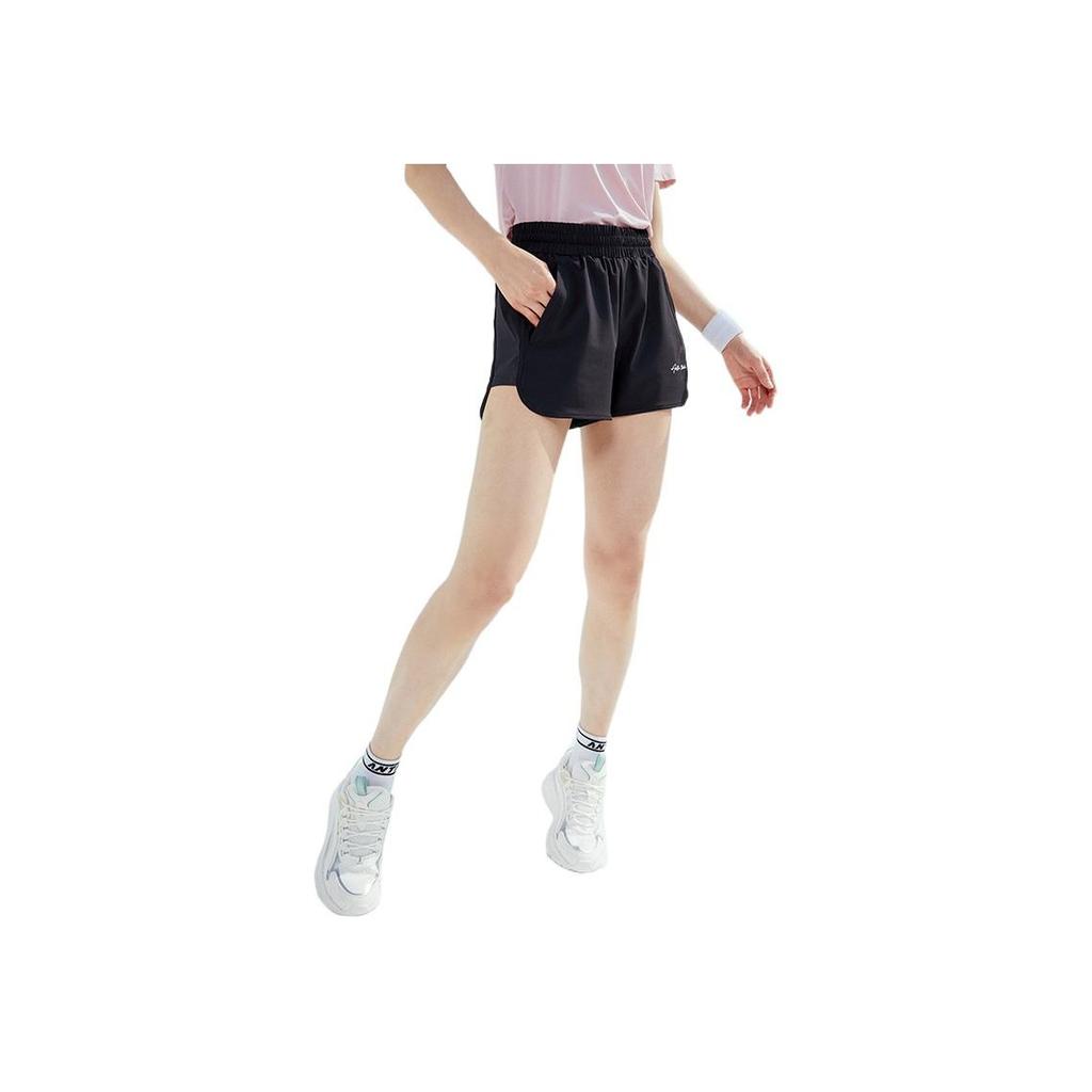 Anta Training Series Solid Color Breathable Five-Point Shorts Women shorts Black 962227715-2
