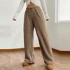 Women's Fashion Plush Casual Pants Solid Color Loose Comfortable Plush Warm Trousers