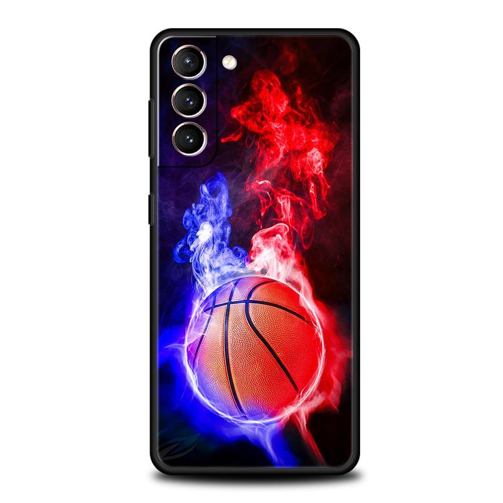 Custodia per Telefono Sportiva con Cesto da Basket Per Samsung Galaxy S25 S24 S23 FE S22 Ultra S20 S21 5G S10 Plus S10E Morbida Nera