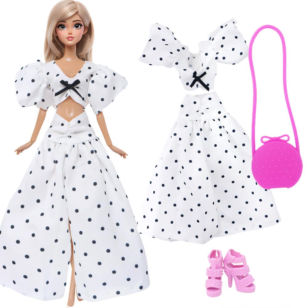 1/6 Girl Doll Clothes Fashion Handmade Outfit Clothes with Accessories for Barbie Doll Kids Playhouse Gift