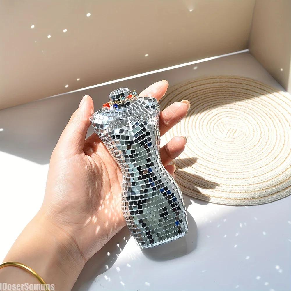 Modernes Skulpturenmodell Interieur Maximalistisch Schmelzend Disco Glitzer Blickfang Licht Reflektiert Kunst Dekorative Spiegel Glas Handwerk