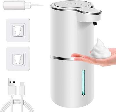 Distributore automatico di sapone, distributore di sapone schiumogeno senza contatto, 380 ml, distributore di sapone schiumogeno elettrico ricaricabile tramite USB, 4 livelli regolabili