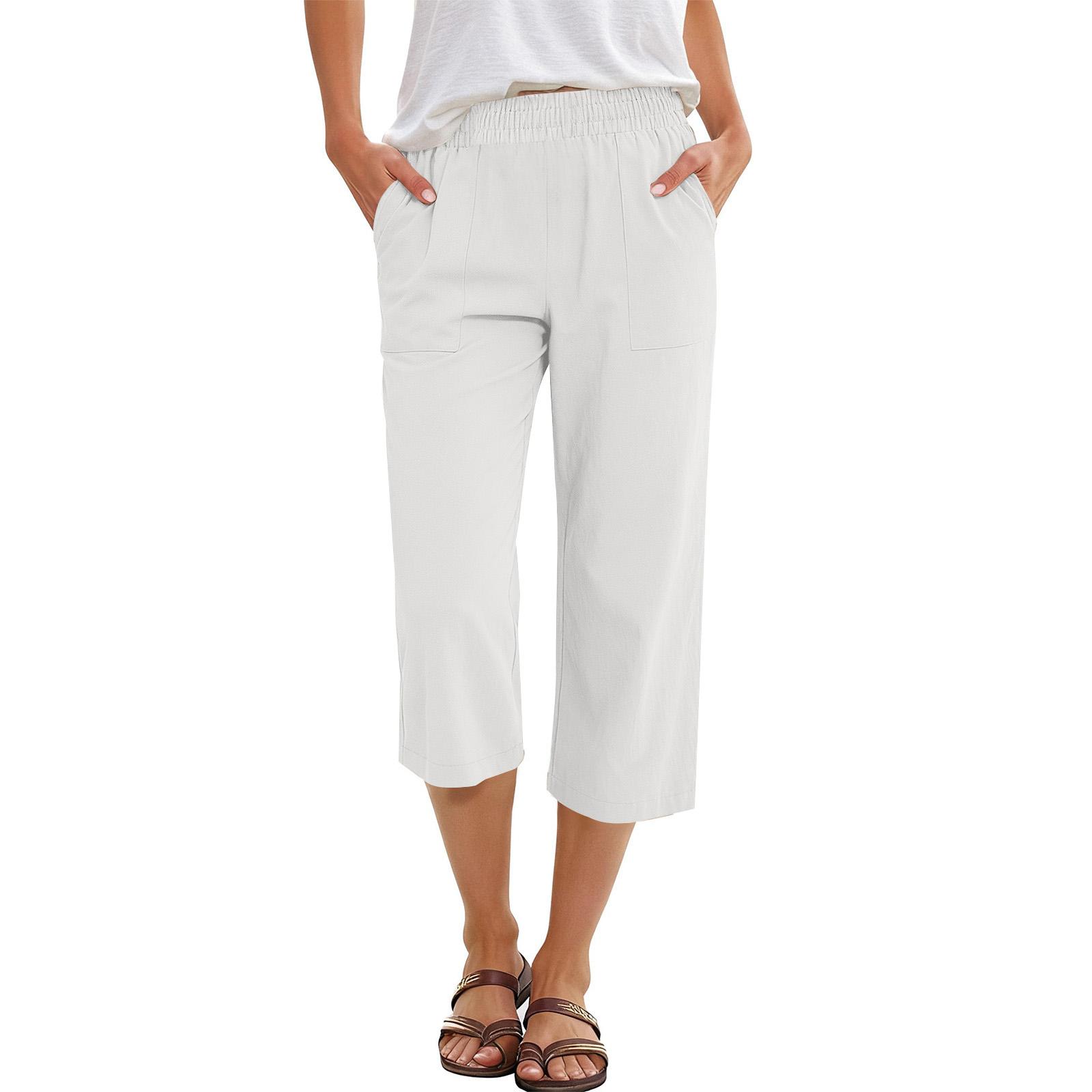 Women s Casual Loose Pants Straight Wide Leg Pants Casual Pants XL белый