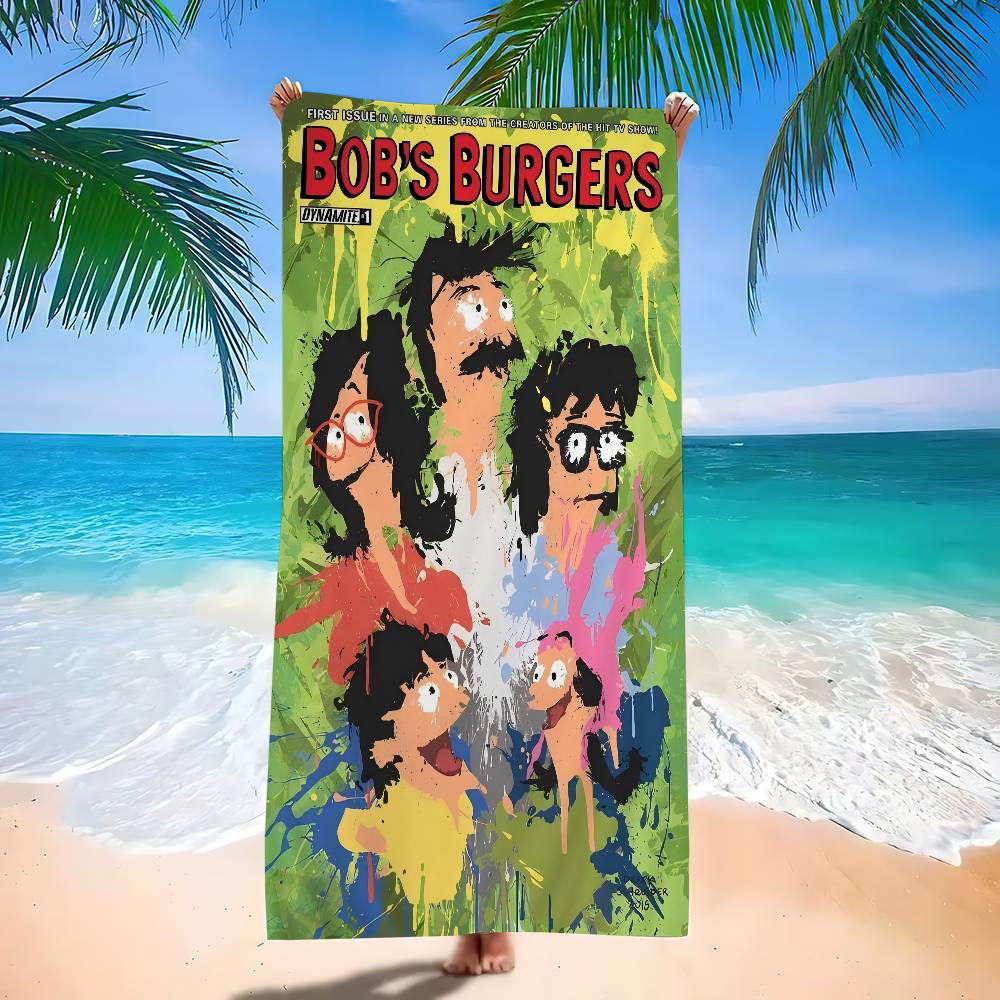 Cartoon B-Bobs B-Burgers Bath Towel Microfiber Soft Water Absorbing Breathable For Girl Kids Decorative Cartoon Beach Towel