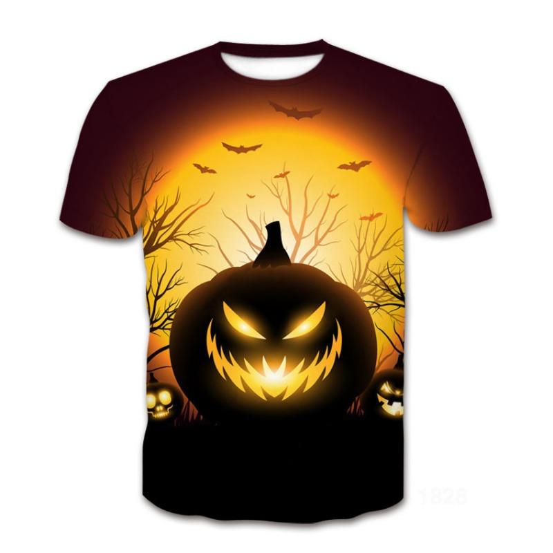 Summer Sports 3D Digital Printing Pumpkin Lantern Series Theme T-shirt Men's Short Sleeve