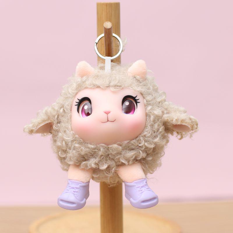 Cute Fluffy Lamb Plush Toy Soft Sheep Stuffed Animal Doll with Bell Small Size for Kids Carry On Travel Play Gift