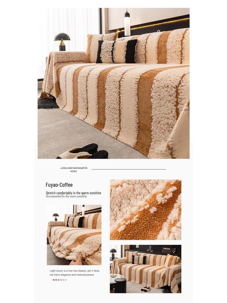 2025 Plush Velvet Sofa Cover – Whole Piece, Non-Slip, Full Wrap Cushion Blanket for Autumn/Winter