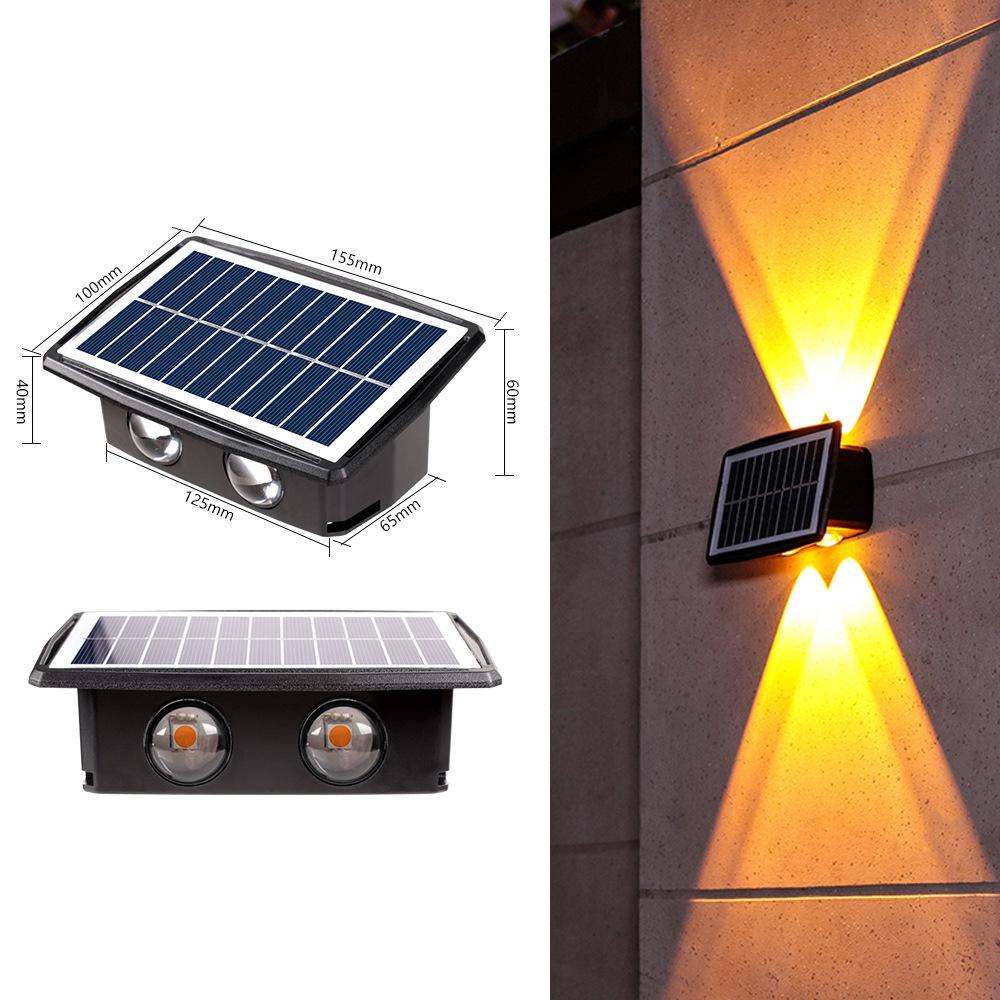 Lampă LED de perete pentru exterior, impermeabilă: Lumină solară cu funcție sus-jos pentru grădină și pereți exteriori
