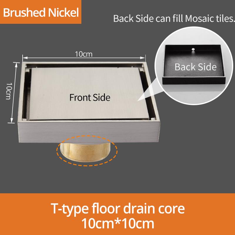 Floor Drains 10cm Square Shower Drain Brass Floor Drain Trap Waste Grate With Hair Strainer Bathroom Shower Accessories 811525