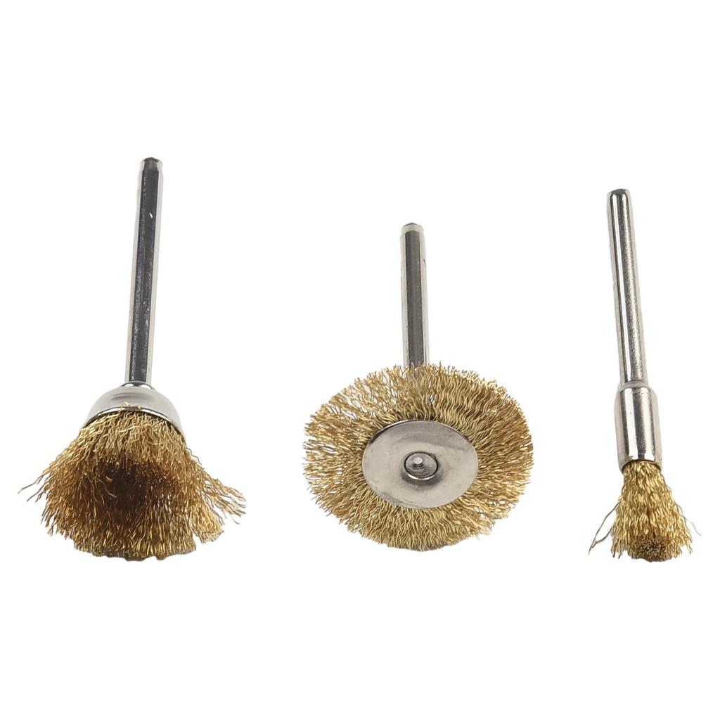 3pcs Copper Wire Wheel Cup Brushes Bits Set Rust Paint Remover For Brushes Drill Rotary Tools Metal Rust Removal Polishing Brush