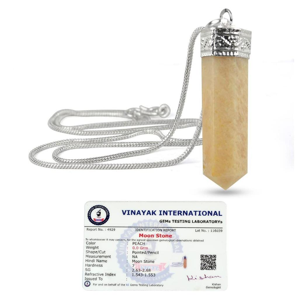 Colgante de lápiz de piedra de cristal de calidad AAA con certificado natural de cristal Reiki con certificado y cadena de metal para curación y piedras preciosas curativas de cristal