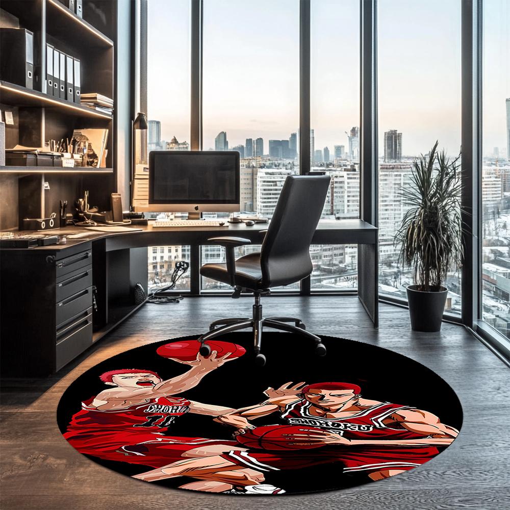 Slam Dunk Printed Round Rug Carpet Chair Rug Area Rug Entryway Doormats,for Office Chair Living Room Bedroom Kitchen Room.
