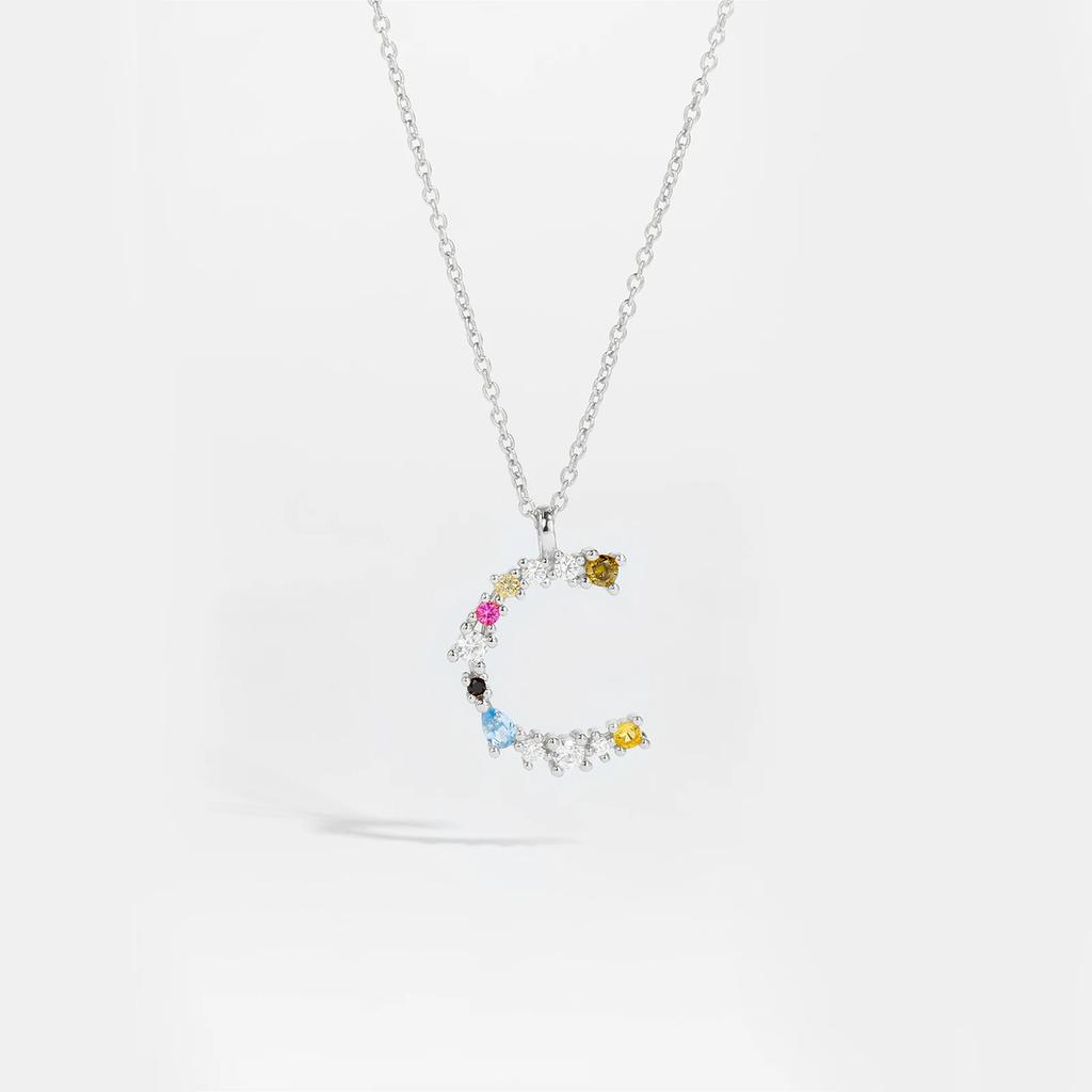 925 Sterling Silver Gold Letter M Pendant Initial F Alphabet Necklace Monogram Opals 2020 Women Accessories Jewelry