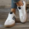 Fashion Black White Striped Flat Sneakers Women Lightweight Lace Up Sports Shoes Woman Non Slip Breathable Casual Sneakers