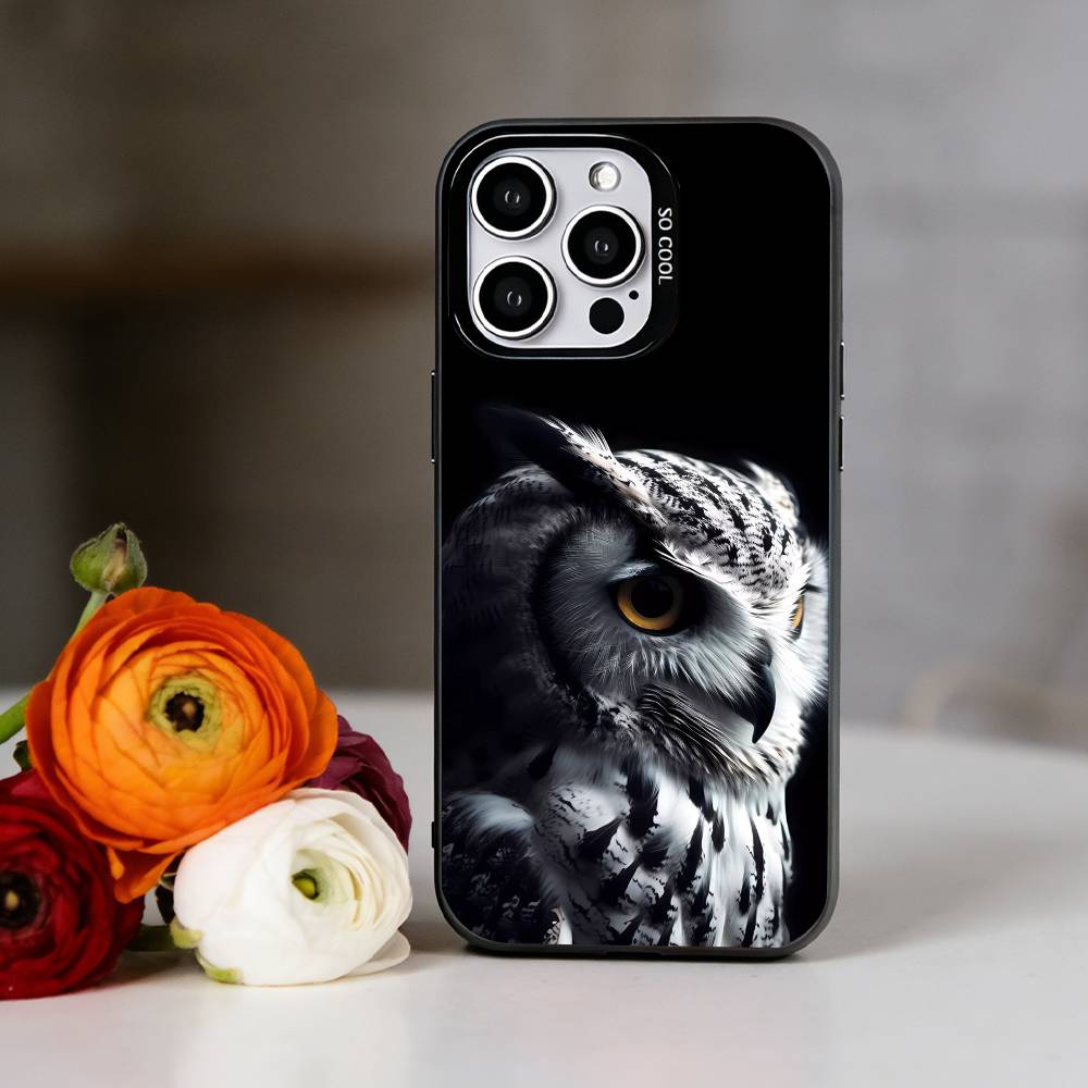 Cute and cool owl Phone Case For iPhone 17,16,15,14,13,12,11 Plus,Pro Max,XS,Colorful Silver Black Cover iPhone15plus