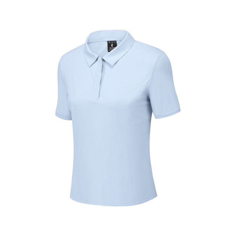 Skechers Comfort Sports Series SS25 Fashion Simple Pullover Short Sleeve Polo Shirt Women tops Arctic-Ice-Blue P225W009-03JF L