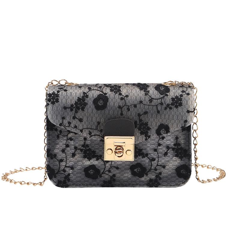 Spring New Product Fashion Lace Small Square Bag Casual Mobile Phone Bag Mini Women's Bag Chain Bag