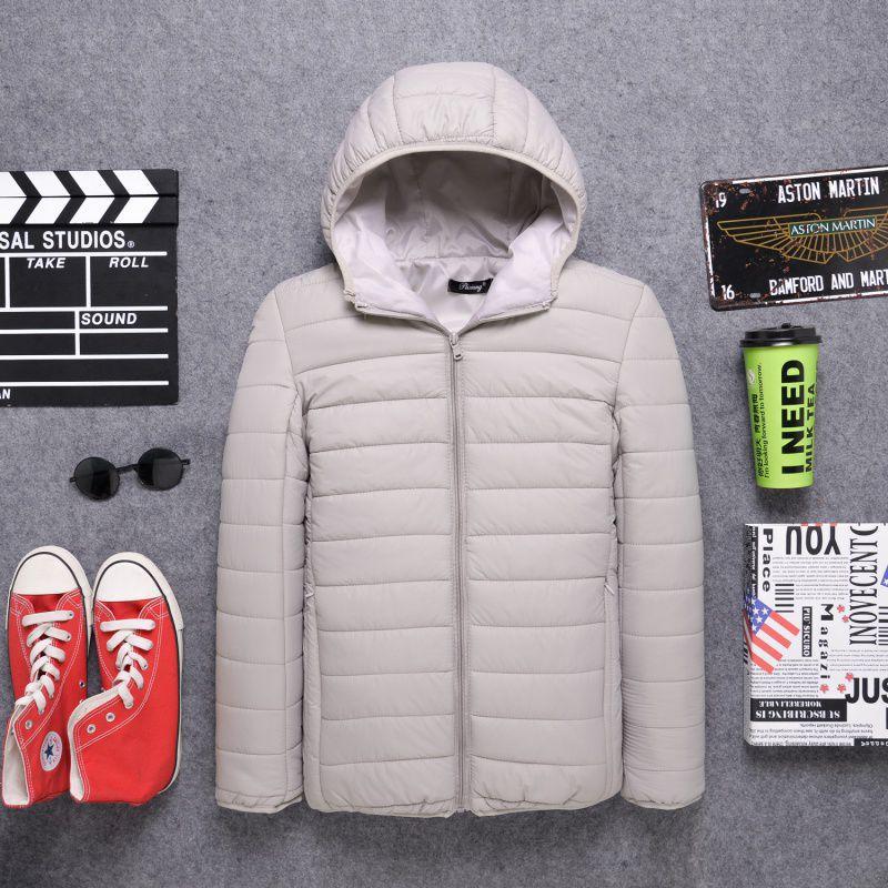 Hooded Padded Jacket Mens Short Youth Large Size Everyday Winter Padded Jacket