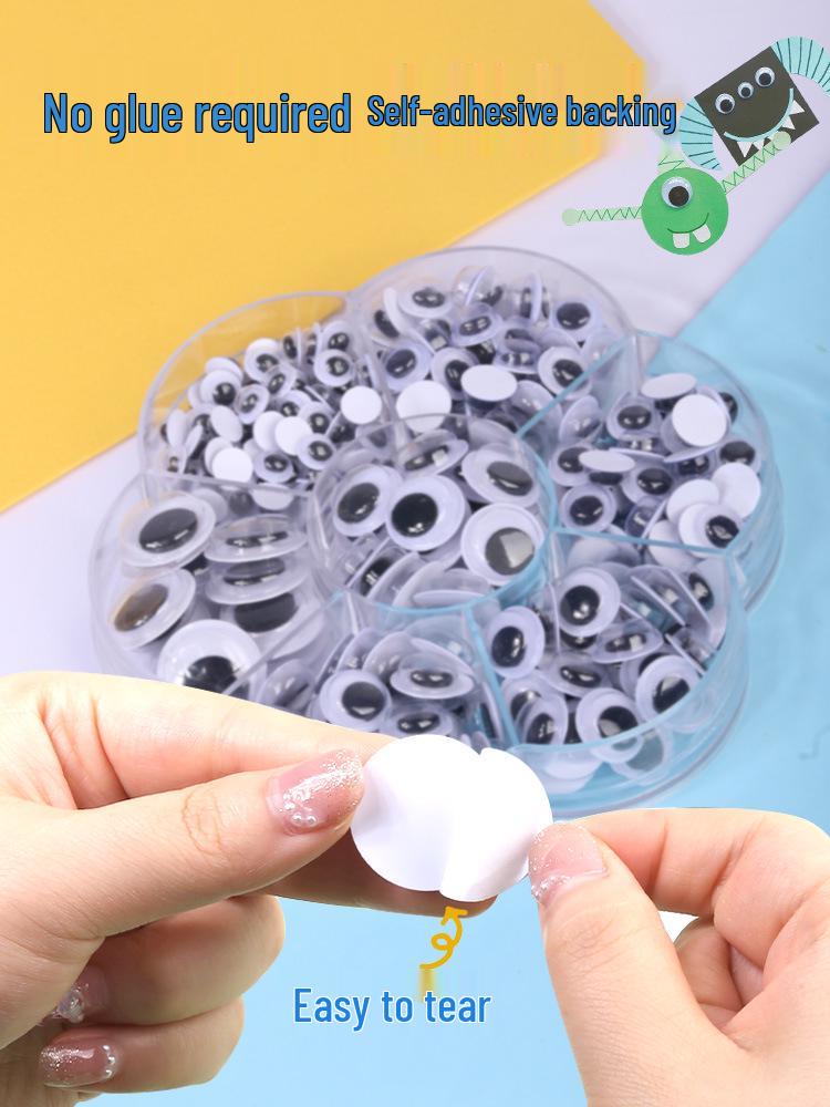 Kids' DIY Colored Eye Stickers for Crafting: Animal-Themed Black and White Eyeballs