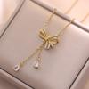 Women's Butterfly Zirconia Clavicle Necklace: Elegant, Fashionable, Titanium Steel Jewelry