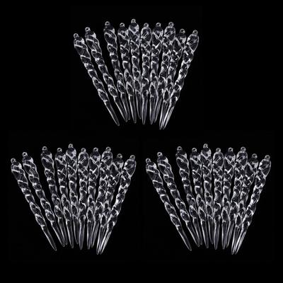 Clear Acrylic Icicle Home Ornament Set of 30 Pieces