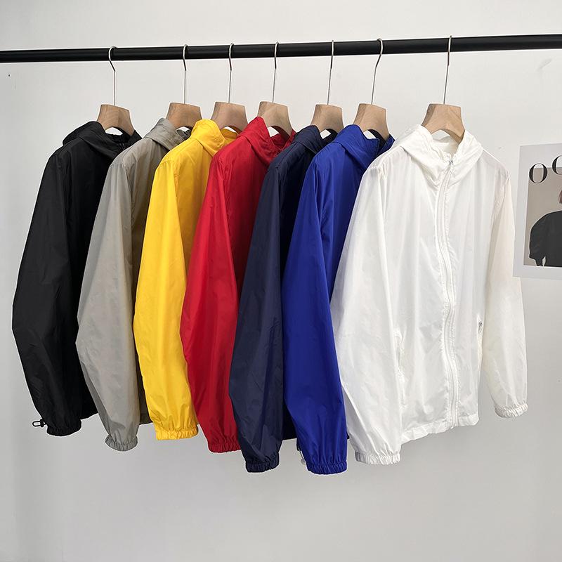 

Men s Summer Hooded Breathable Outdoor Windbreaker - Sunscreen Jacket for Couples XL білий