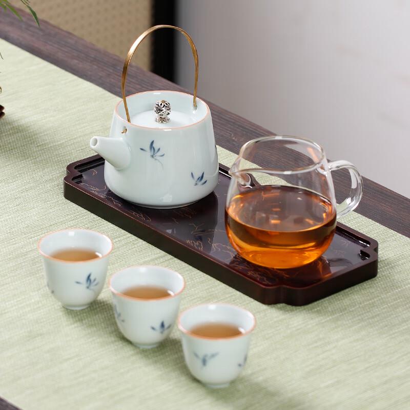 Chinese Butterfly Orchid Ceramic Teaware Set