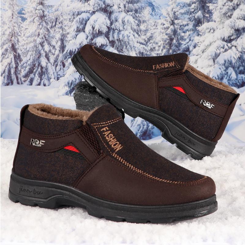 Men's Snow Boots for Warm and Comfortable Non-Slip Ankle Boots for Outdoor Hiking and Trekking - Plush-Lined Winter Shoes