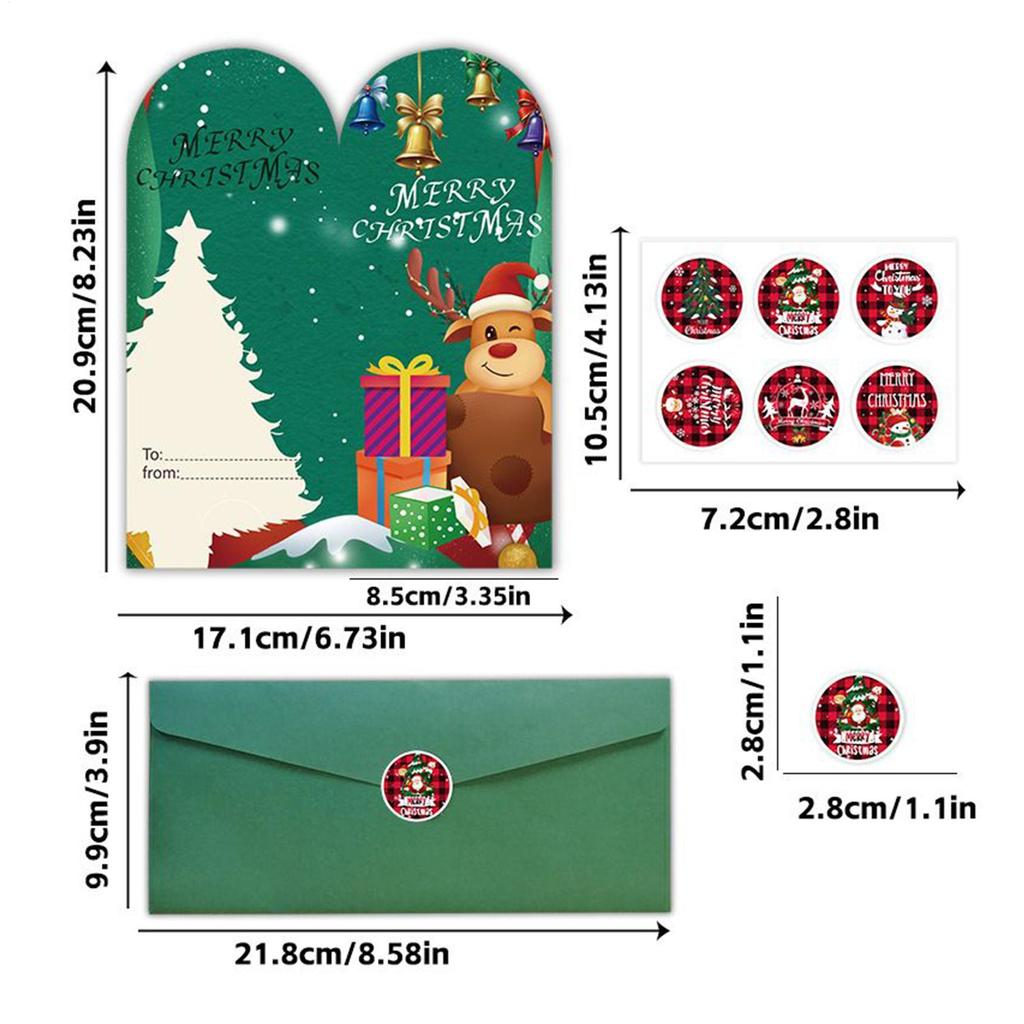 6pcs Christmas Card Set 6-Pattern Funny Christmas Card Greeting With Envelopes And Stickers For Giving Christmas Gift Cards