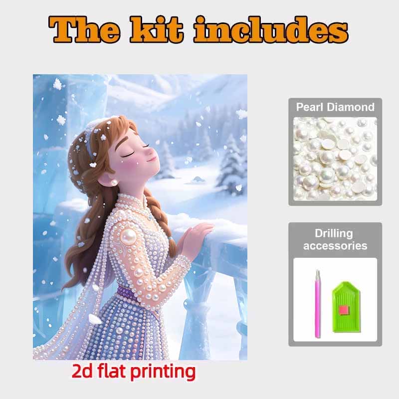 Disney Pearl Painting Frozen Anna Portrait for Beginners and Adults, DIY Pearl Diamond Art Painting Kit for Home Wall Decor Gifts