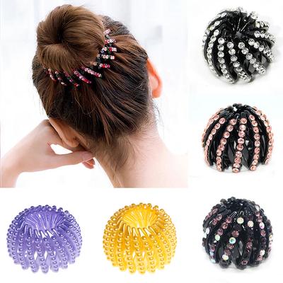 Korean Fashion Women Bird Nest Horse Tail Buckle Diamond Drill