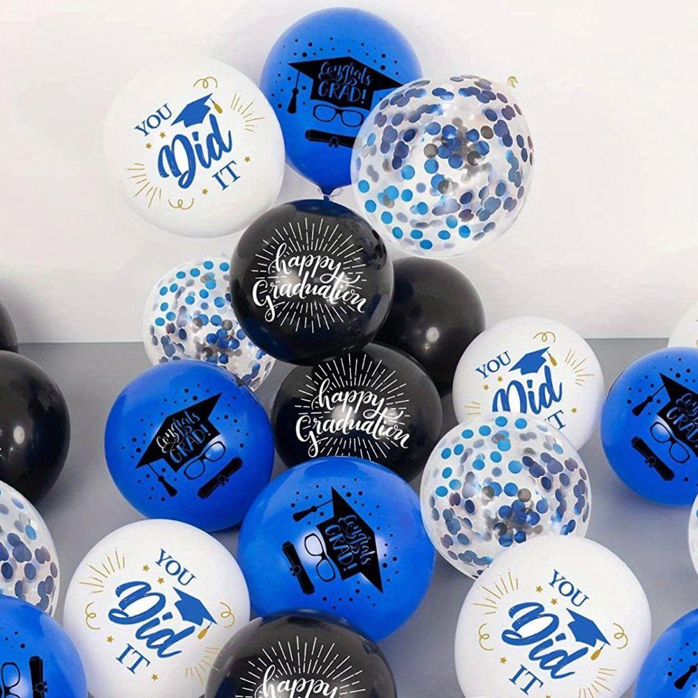 Black Gold Graduation Decorations Cap Printing Latex Balloon Confetti Balloon School Celebration