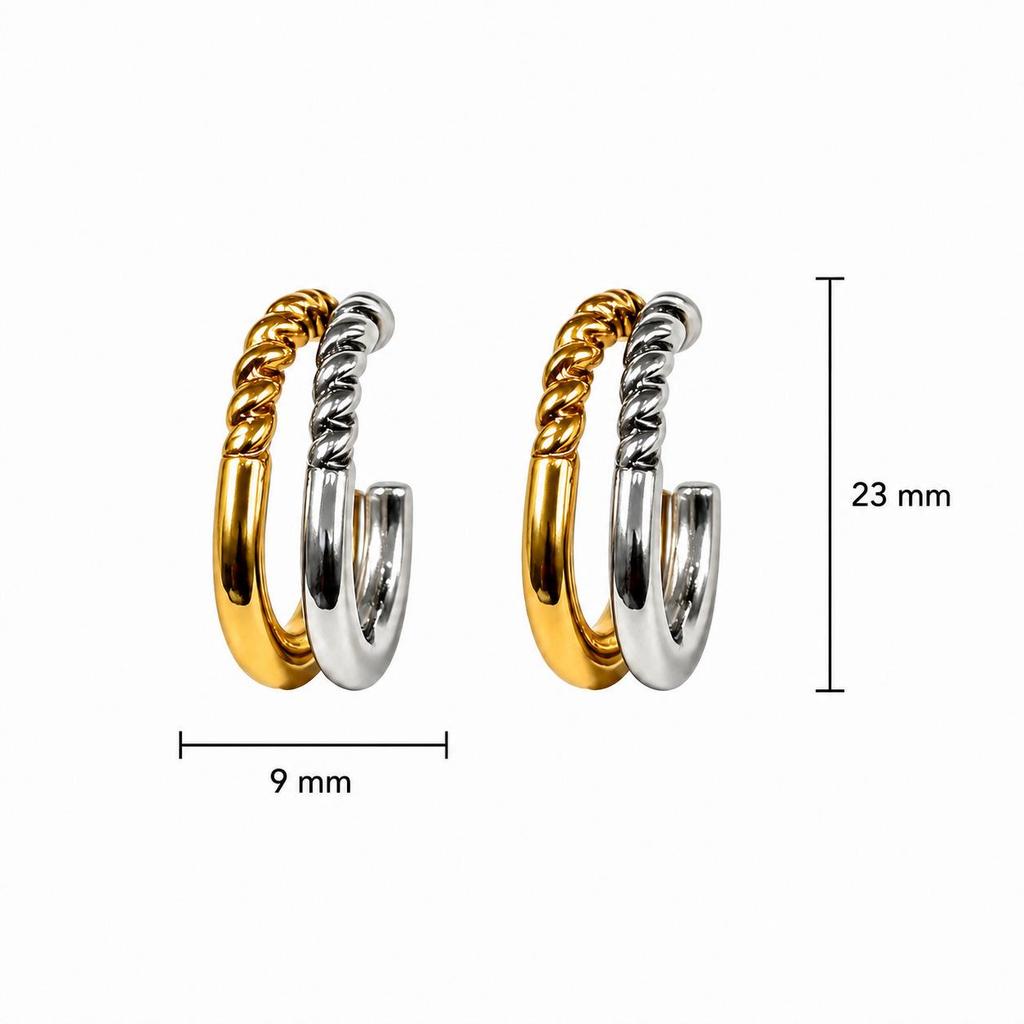 Fashion High-End Two-Color U-Shaped Niche Stud Earrings in Stainless Steel