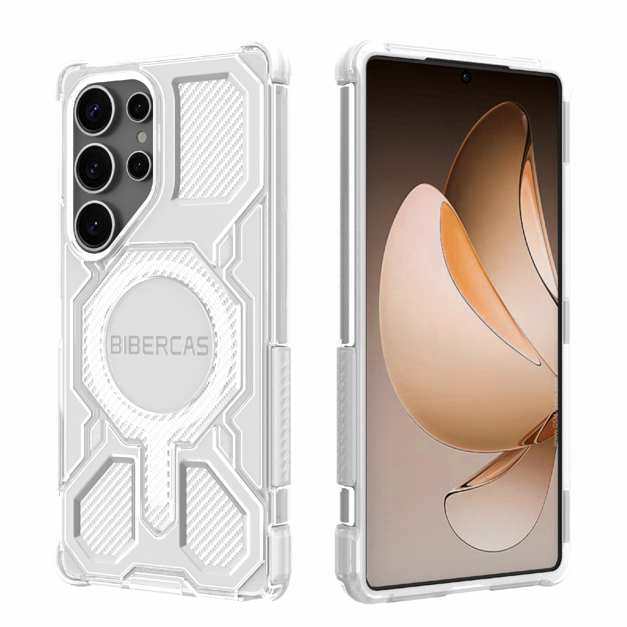 

BIBERCAS J-16 Transparent Series For Samsung Galaxy S25 Ultra Case Compatible with MagSafe TPU+PC Phone Cover Grey