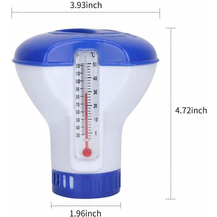 Distributeur de Chlore Flottant de 12,7 cm pour Piscine, Spa, Jacuzzi (Bleu et Blanc)