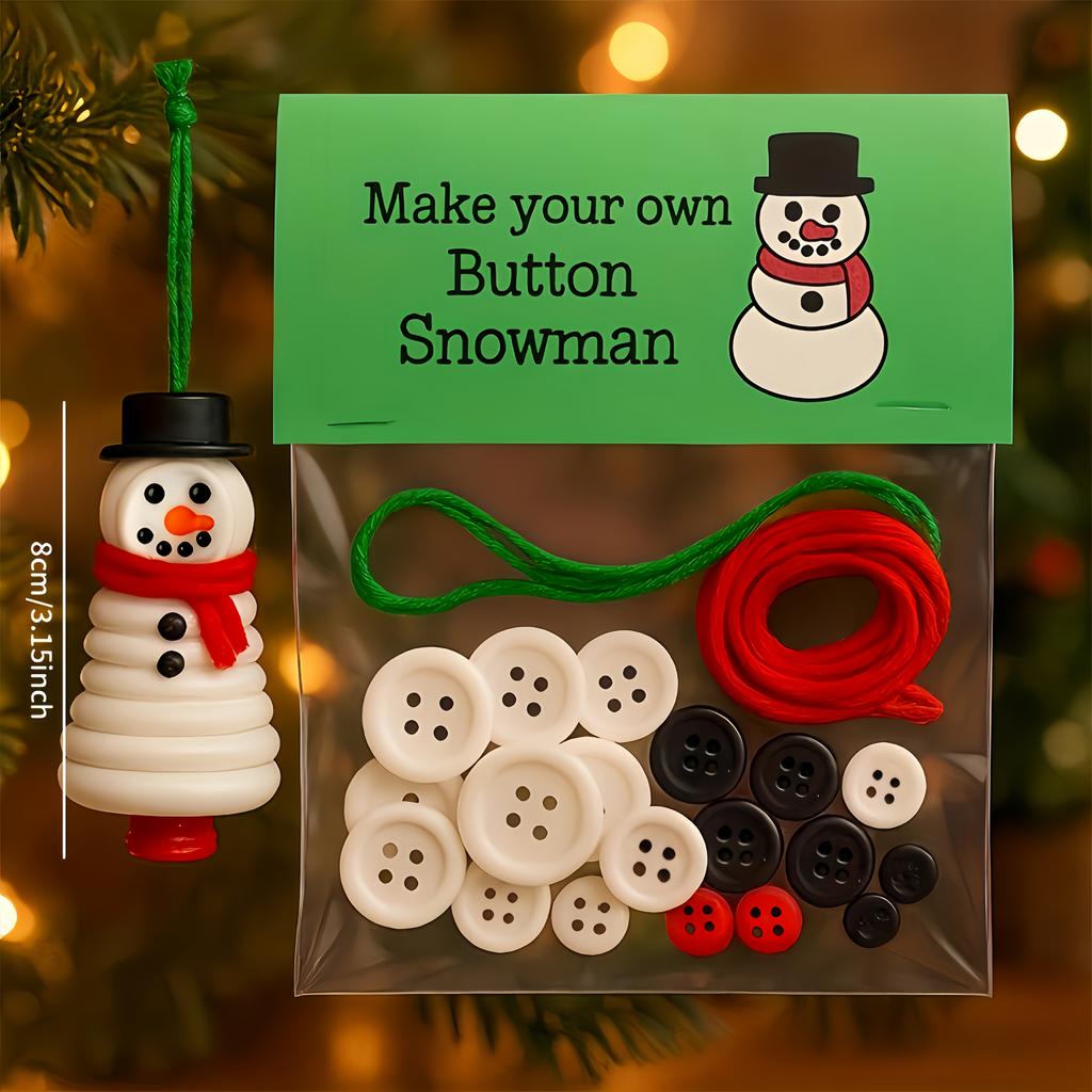 1pc DIY Christmas Ornament Button Pendant Making Set Snowman Santa Angel Hanging Decorative Art Supplies for Holiday Party Gifts