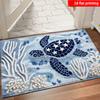 2D Flat Printing, 1pc, Marine Theme Turtle Pattern Mat, High-Quality Flannel Material, Soft And Comfortable, Suitable for Bathroom, Entrance, Kitchen,