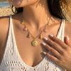 Shein Pink Oil Drop Shell & Pearl Starfish Necklace with Rhinestones - Non-Shedding, In Stock