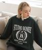 BONIEE [Fleece Lined] Retro B Symbol Logo Graphic Oversized Sweatshirt Green