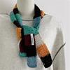 Women's Colorful Striped Scarf Knit Woolen Warm Color Contrast Long Narrow Scarves Sausage Thin Scarf Winter Neckerchief