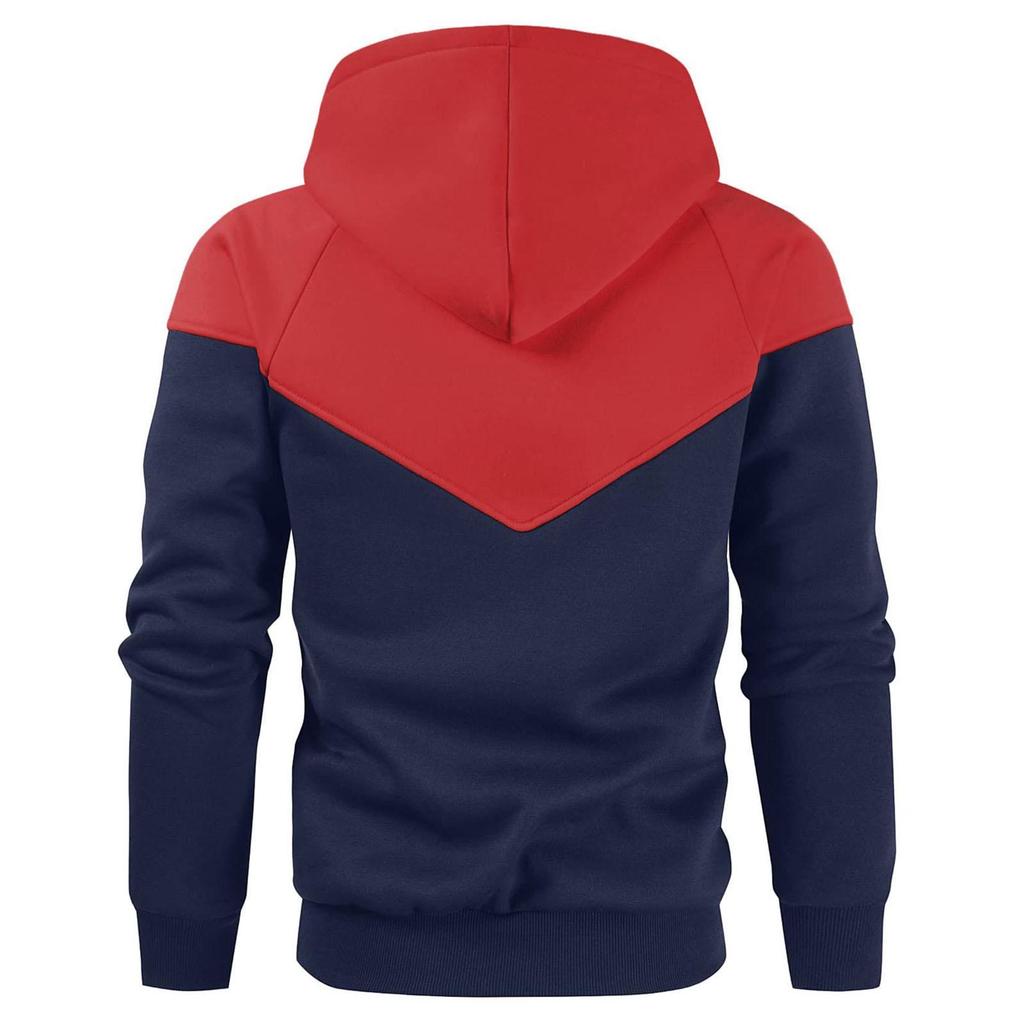 Autumn & Winter Youth Loose-Fit Three-Color Patchwork Hoodie (Plus Size, European Size)