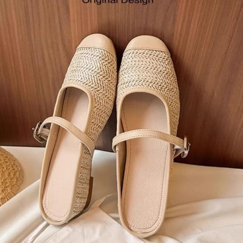 

Fashion Shoes Female 2025 Fashion Closed Toe Women s Slippers New Belt Buckle Casual Shallow Light Comfortable Flat Slippers Zapatos 40 абрикосовый