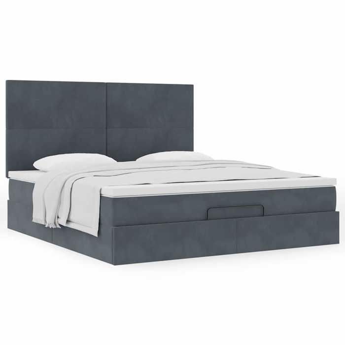 Maison Exclusive - Cadre de lit ottoman avec matelas gris foncé 160x200cm velours