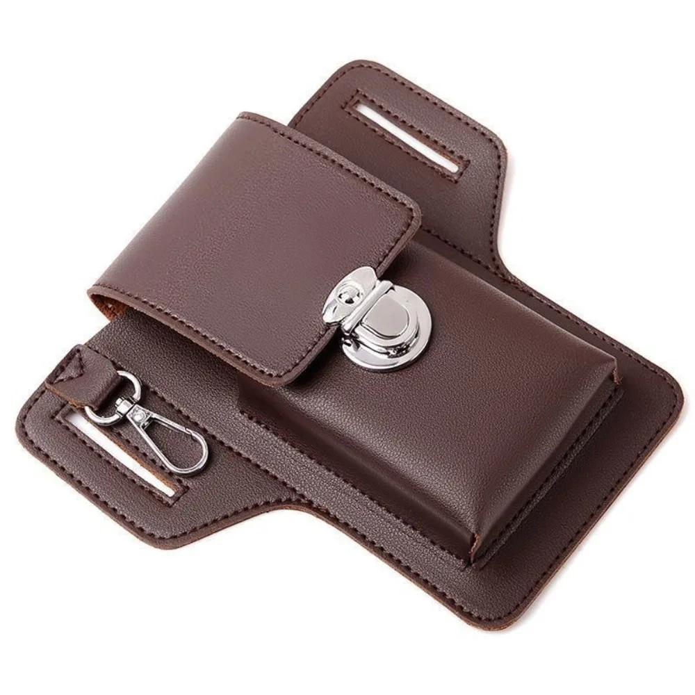 New PU Multifunctional Belt Waist Bag PU Solid Color Phone Waist Bag Portable Vintage Leather Bag Outdoor Sports Bag Man Gifts